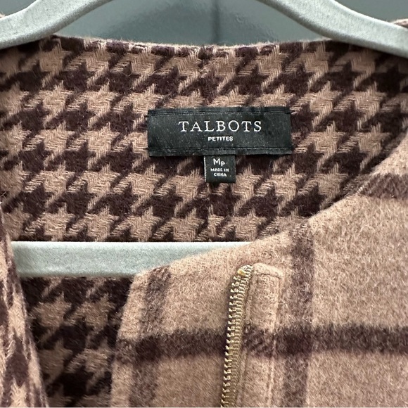 Talbots Double Faced Wool Blend Camel Windowpane Plaid Jacket - Picture 8 of 9